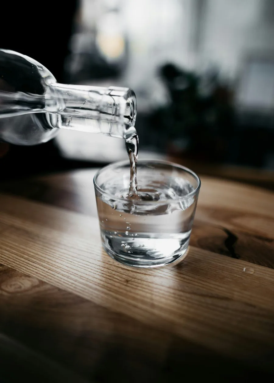 Clean water poured into a glass